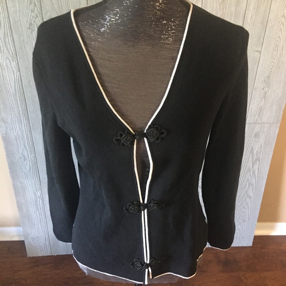 Sandra King Black Cardigan Career Sweater Size S